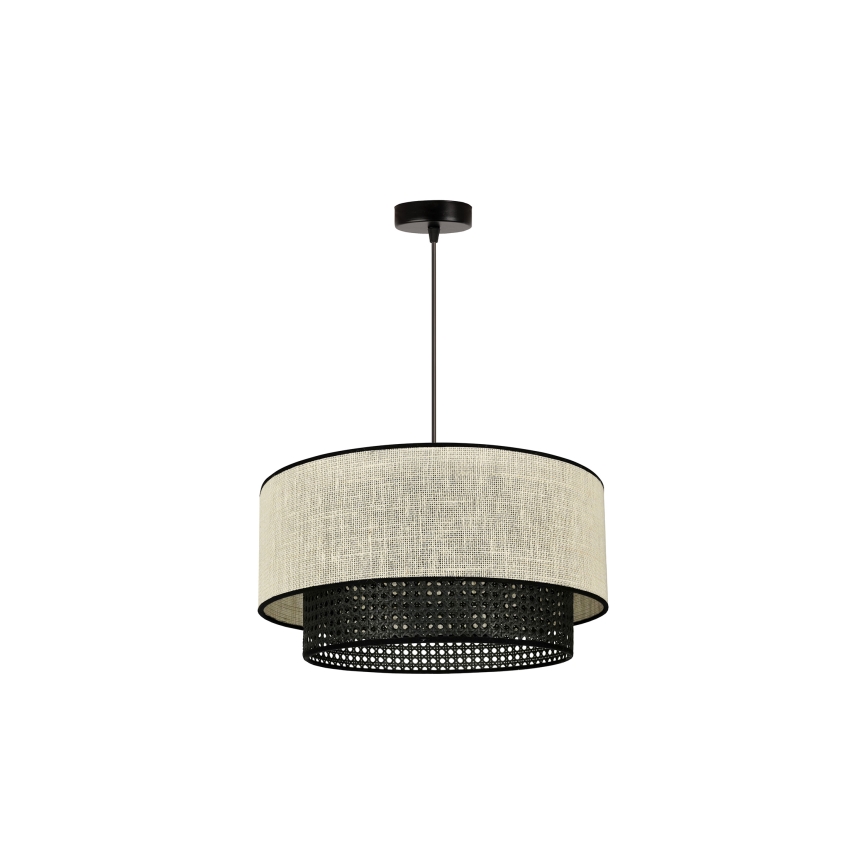 Duolla - Lestenec na vrvici RATTAN YUTE 1xE27/15W/230V pr. 45 cm krem barva/črna