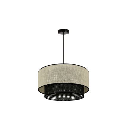 Duolla - Lestenec na vrvici RATTAN YUTE 1xE27/15W/230V pr. 45 cm krem barva/črna