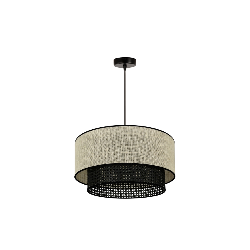 Duolla - Lestenec na vrvici RATTAN YUTE 1xE27/15W/230V pr. 45 cm krem barva/črna