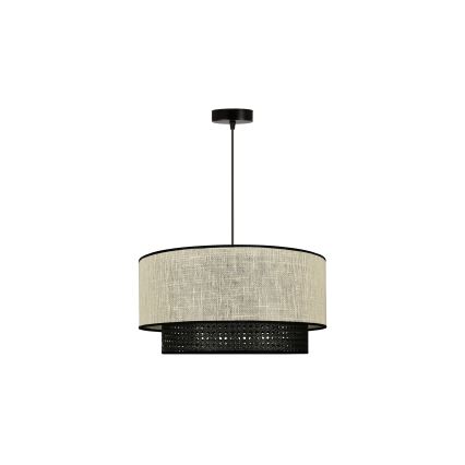 Duolla - Lestenec na vrvici RATTAN YUTE 1xE27/15W/230V pr. 45 cm krem barva/črna