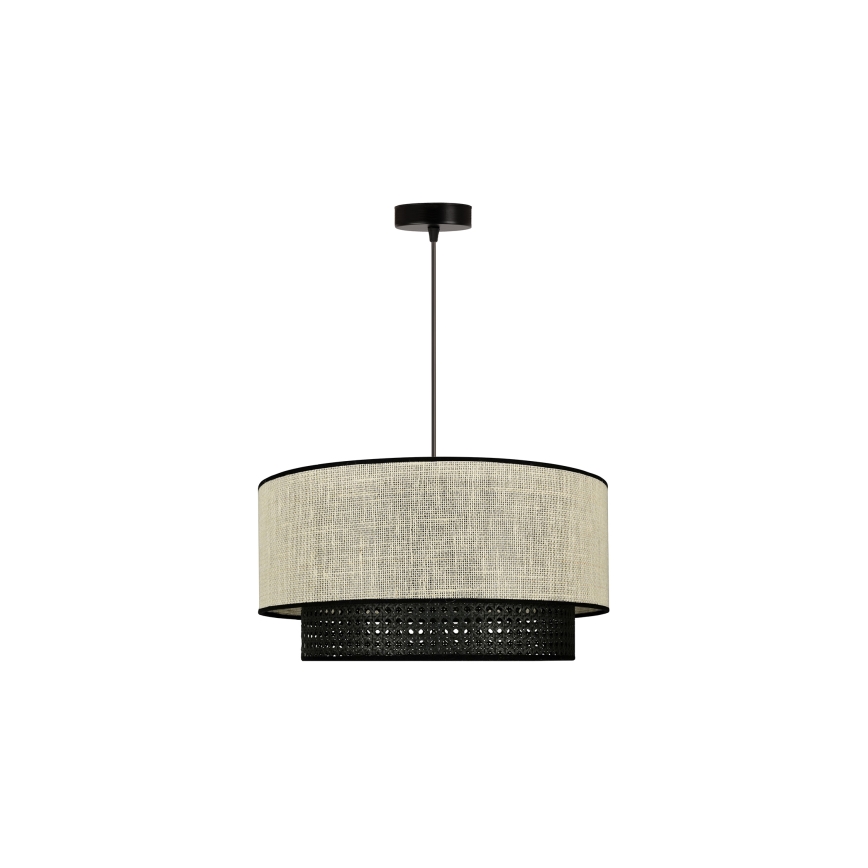 Duolla - Lestenec na vrvici RATTAN YUTE 1xE27/15W/230V pr. 45 cm krem barva/črna