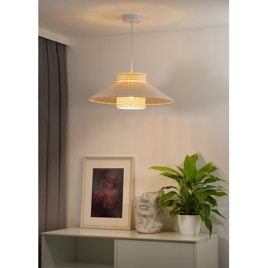 Duolla - Lestenec na vrvici RIO RATTAN 1xE27/15W/230V pr. 45 cm bež/ratan