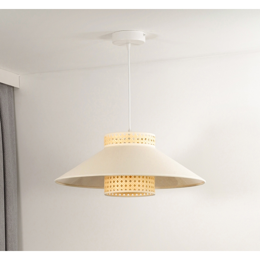 Duolla - Lestenec na vrvici RIO RATTAN 1xE27/15W/230V pr. 45 cm bež/ratan
