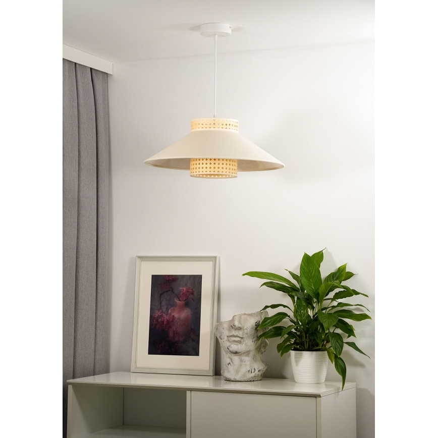 Duolla - Lestenec na vrvici RIO RATTAN 1xE27/15W/230V pr. 45 cm bež/ratan
