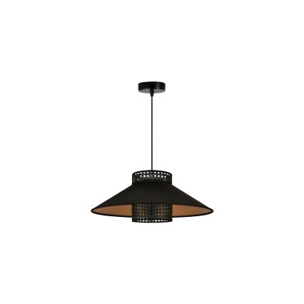 Duolla - Lestenec na vrvici RIO RATTAN 1xE27/15W/230V pr. 45 cm črna/zlata