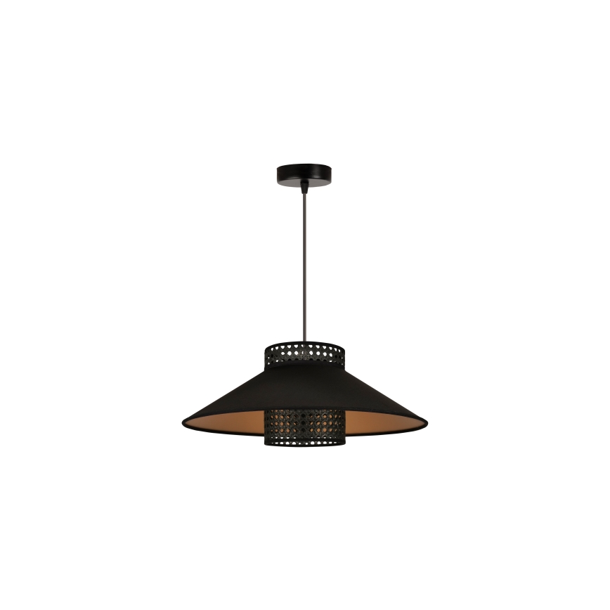 Duolla - Lestenec na vrvici RIO RATTAN 1xE27/15W/230V pr. 45 cm črna/zlata