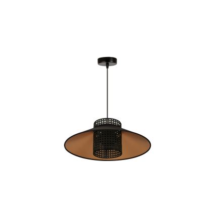 Duolla - Lestenec na vrvici RIO RATTAN 1xE27/15W/230V pr. 45 cm črna/zlata