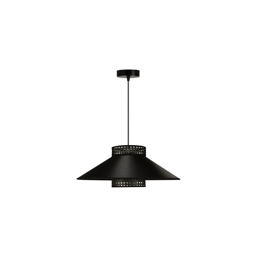 Duolla - Lestenec na vrvici RIO RATTAN 1xE27/15W/230V pr. 45 cm črna/zlata