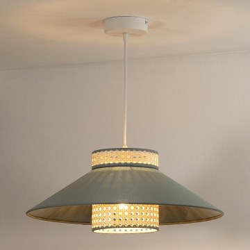 Duolla - Lestenec na vrvici RIO RATTAN 1xE27/15W/230V pr. 45 cm zelena/ratan