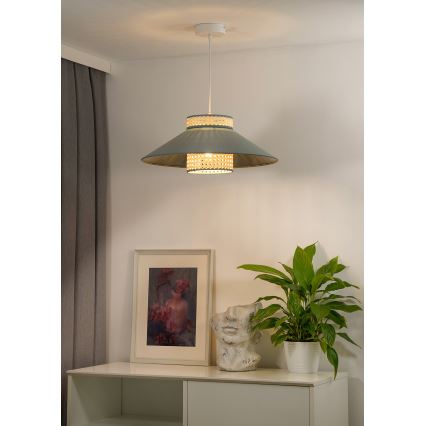Duolla - Lestenec na vrvici RIO RATTAN 1xE27/15W/230V pr. 45 cm zelena/ratan