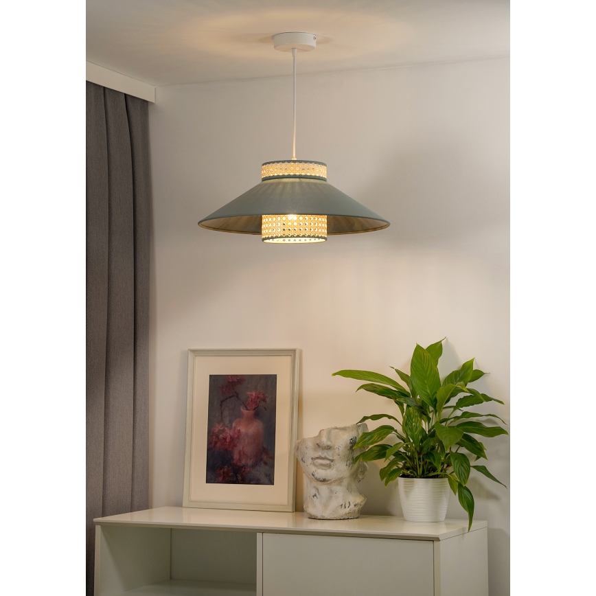 Duolla - Lestenec na vrvici RIO RATTAN 1xE27/15W/230V pr. 45 cm zelena/ratan