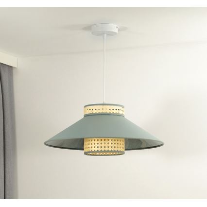 Duolla - Lestenec na vrvici RIO RATTAN 1xE27/15W/230V pr. 45 cm zelena/ratan