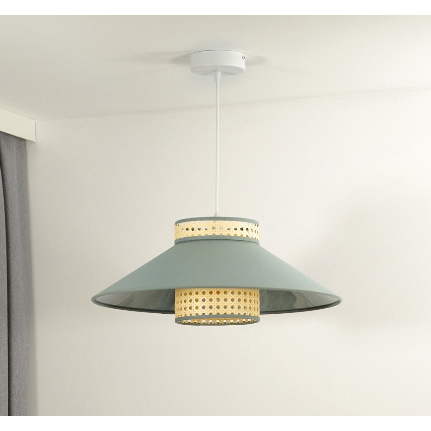 Duolla - Lestenec na vrvici RIO RATTAN 1xE27/15W/230V pr. 45 cm zelena/ratan