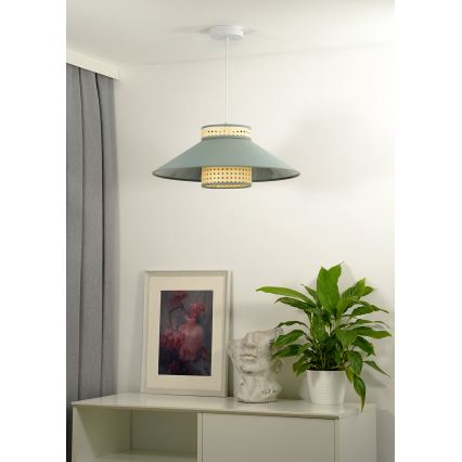 Duolla - Lestenec na vrvici RIO RATTAN 1xE27/15W/230V pr. 45 cm zelena/ratan