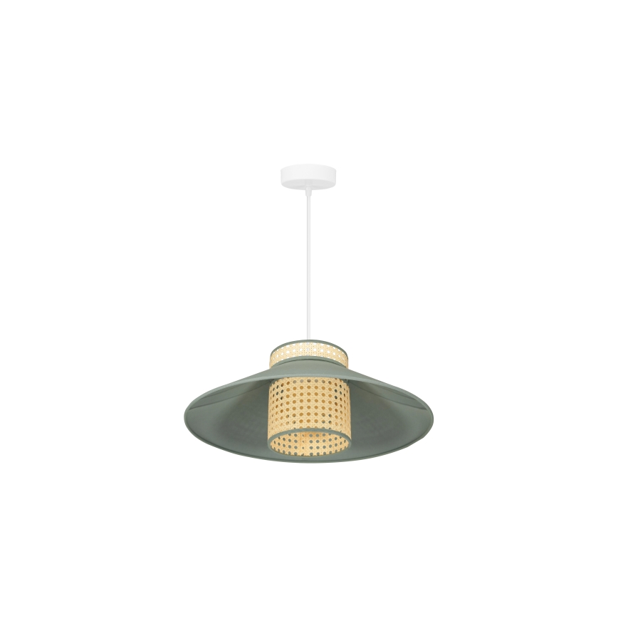 Duolla - Lestenec na vrvici RIO RATTAN 1xE27/15W/230V pr. 45 cm zelena/ratan