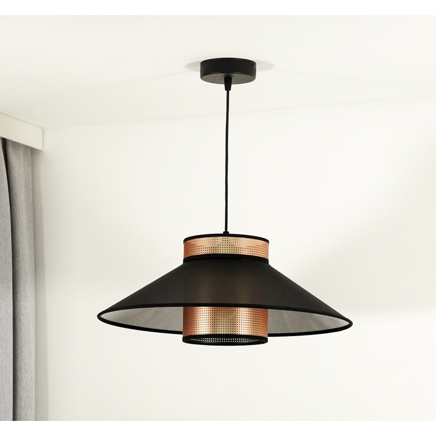Duolla - Lestenec na vrvici RIO SHINY 1xE27/15W/230V pr. 45 cm črna/baker