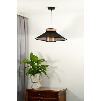 Duolla - Lestenec na vrvici RIO SHINY 1xE27/15W/230V pr. 45 cm črna/baker