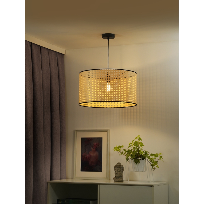 Duolla - Lestenec na vrvici ROLLER 1xE27/15W/230V pr. 45 cm ratan/črna