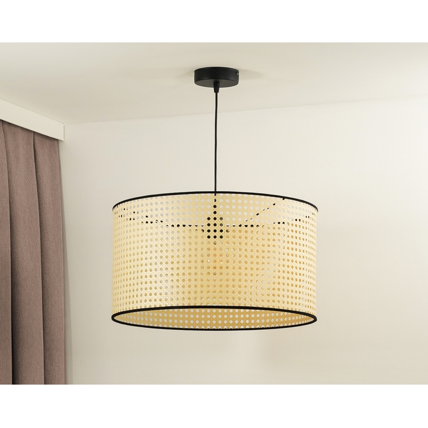 Duolla - Lestenec na vrvici ROLLER 1xE27/15W/230V pr. 45 cm ratan/črna