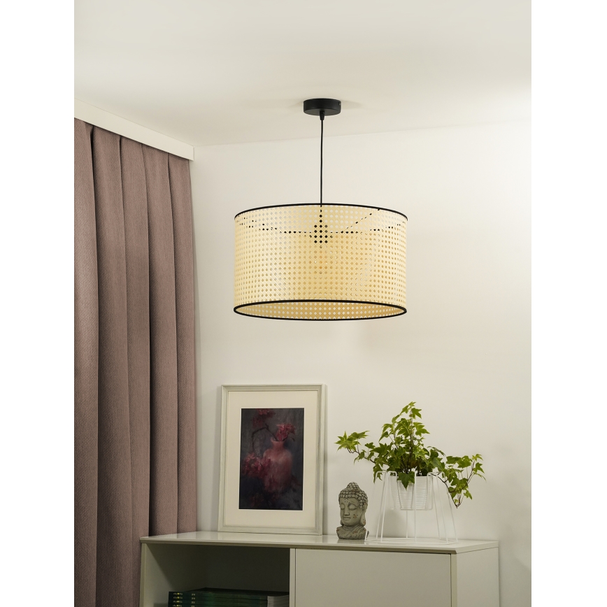 Duolla - Lestenec na vrvici ROLLER 1xE27/15W/230V pr. 45 cm ratan/črna