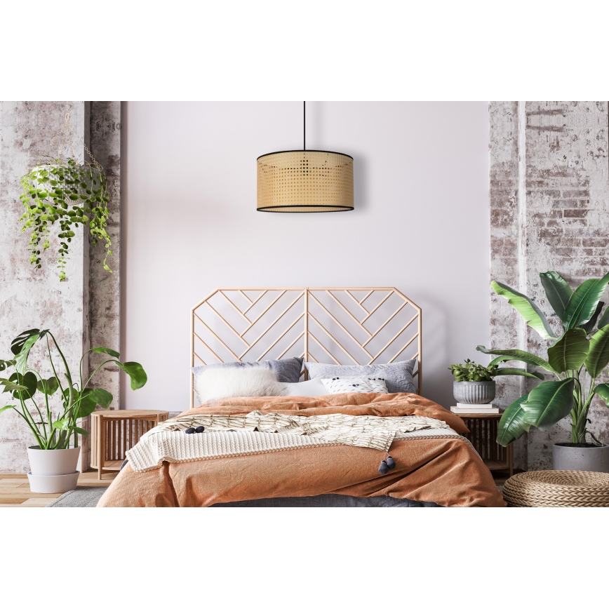 Duolla - Lestenec na vrvici ROLLER 1xE27/15W/230V pr. 45 cm ratan/črna