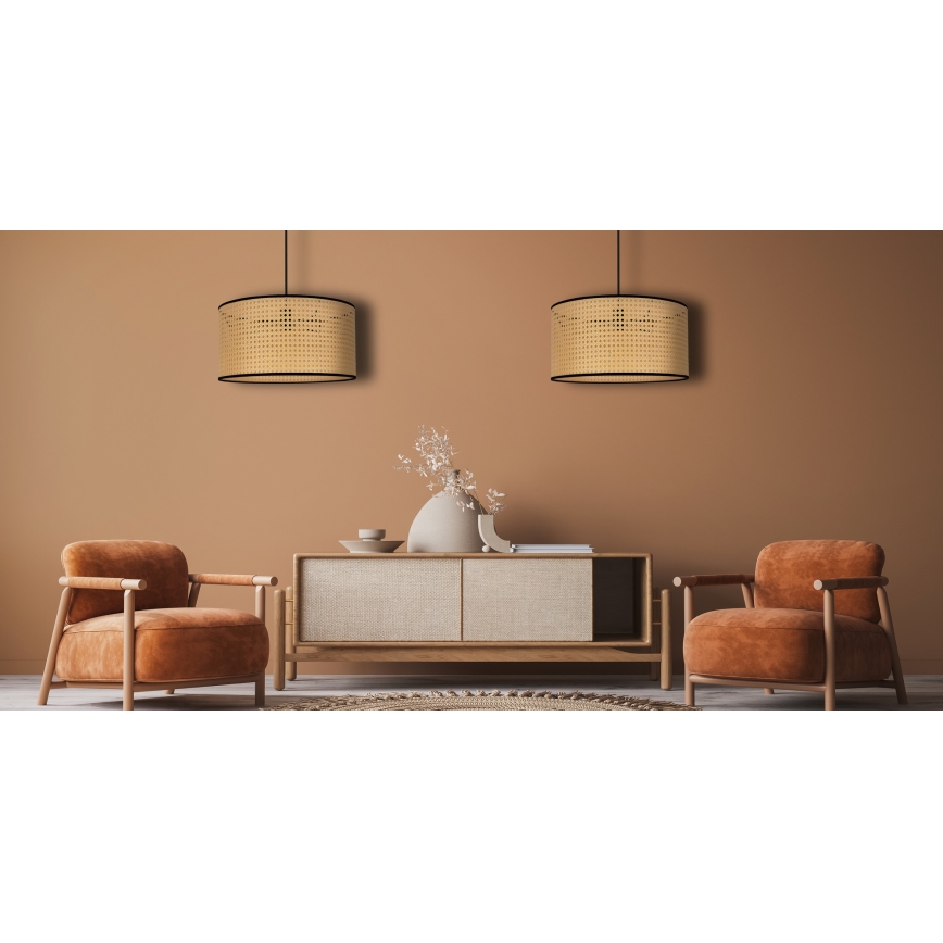 Duolla - Lestenec na vrvici ROLLER 1xE27/15W/230V pr. 45 cm ratan/črna