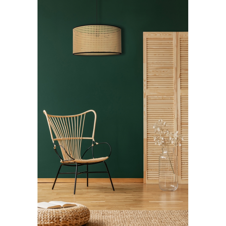 Duolla - Lestenec na vrvici ROLLER 1xE27/15W/230V pr. 45 cm ratan/črna