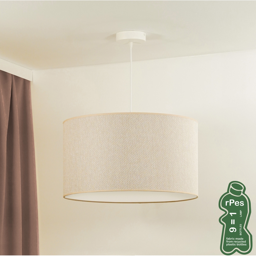 Duolla - Lestenec na vrvici ROLLER ECO RECYCLING 1xE27/15W/230V pr. 45 cm krem barva