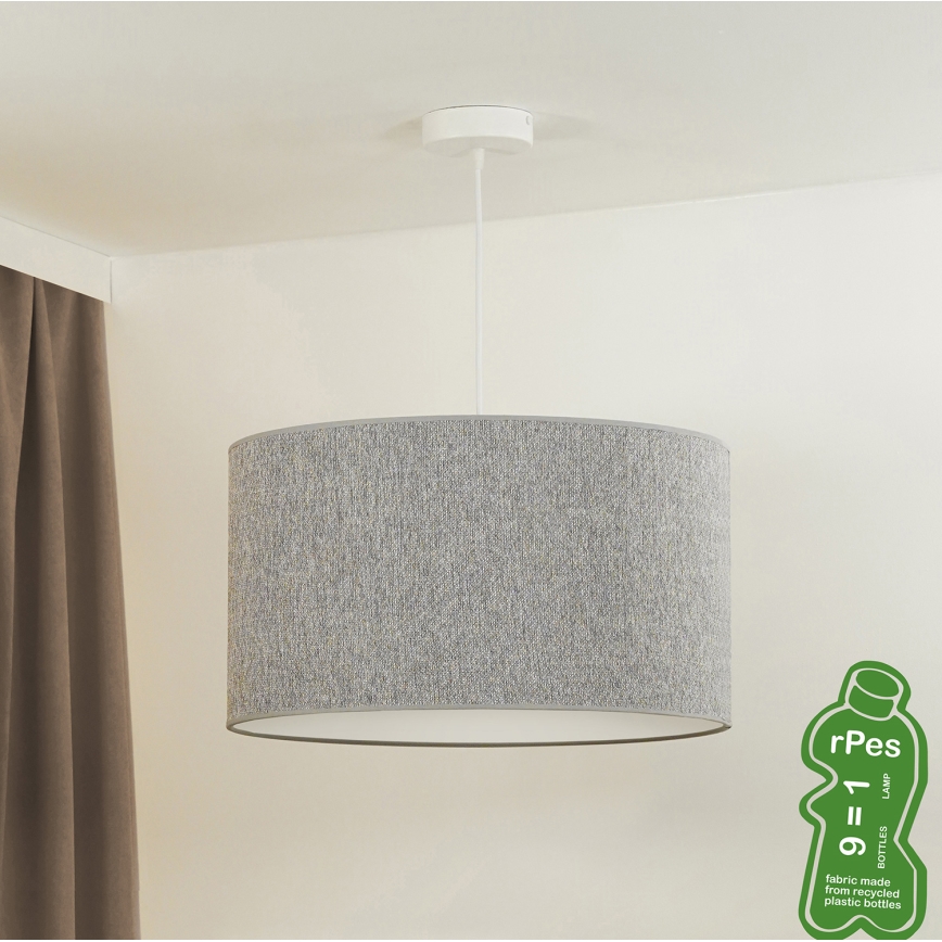 Duolla - Lestenec na vrvici ROLLER ECO RECYCLING 1xE27/15W/230V pr. 45 cm siva