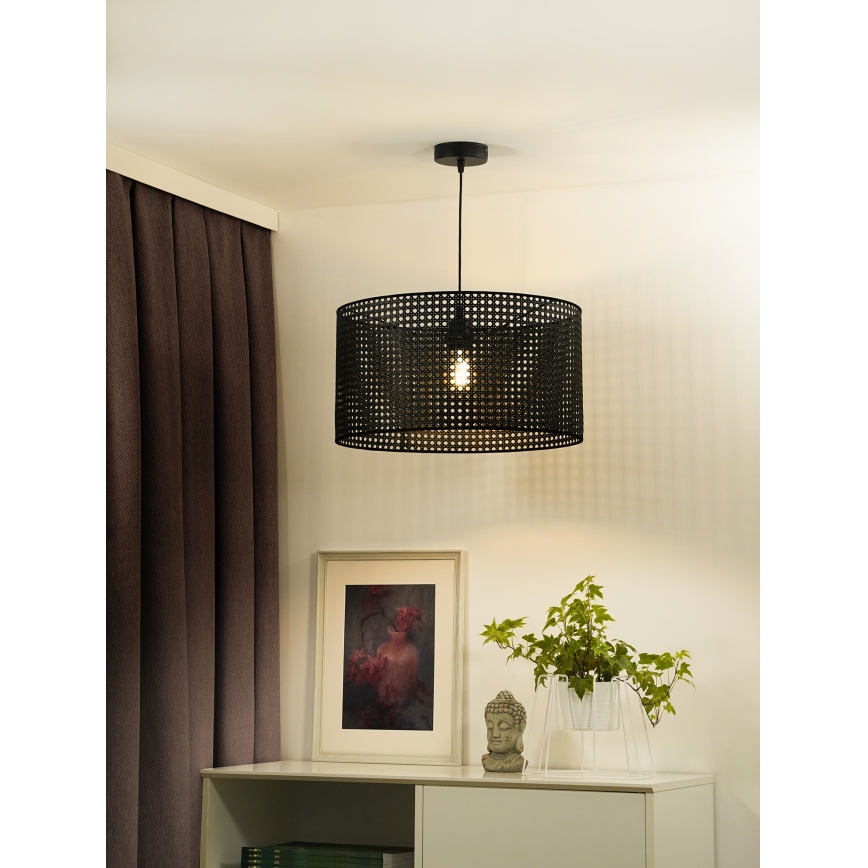 Duolla - Lestenec na vrvici ROLLER RATTAN 1xE27/15W/230V pr. 45 cm črna