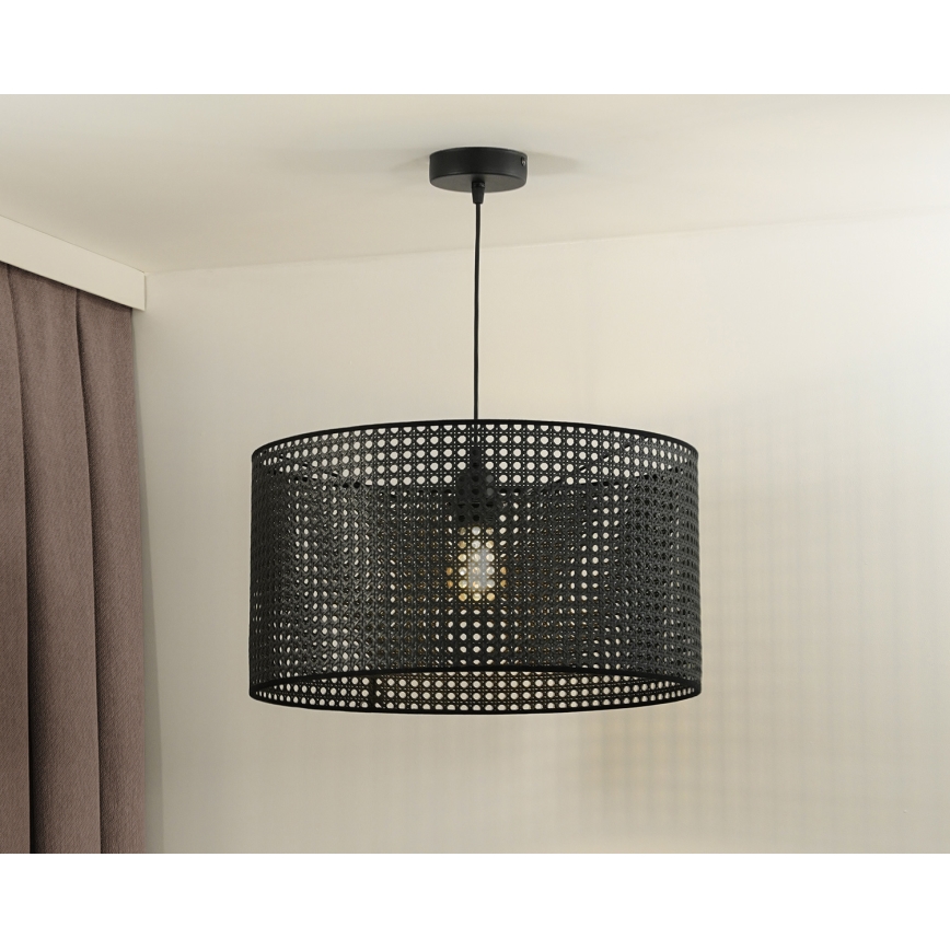 Duolla - Lestenec na vrvici ROLLER RATTAN 1xE27/15W/230V pr. 45 cm črna