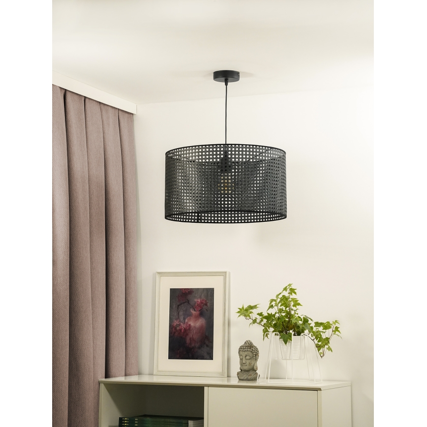 Duolla - Lestenec na vrvici ROLLER RATTAN 1xE27/15W/230V pr. 45 cm črna