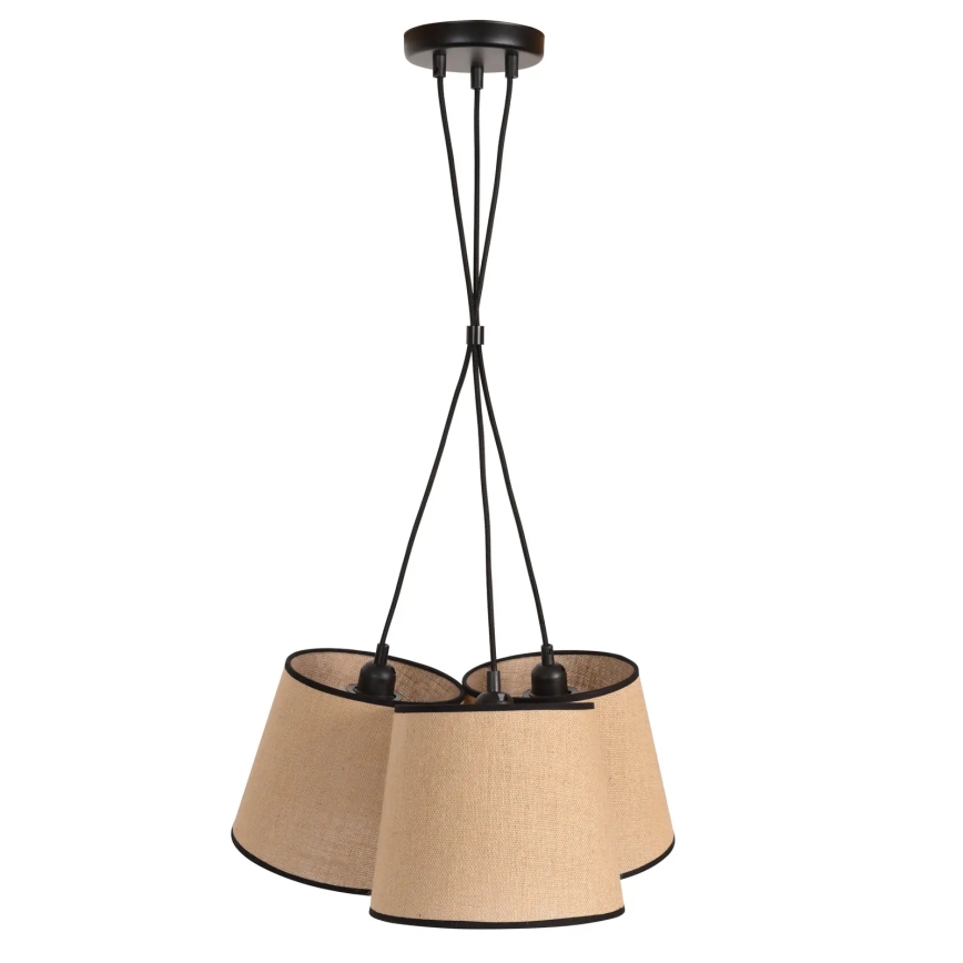 Duolla - Lestenec na vrvici ROSSA 3xE27/15W/230V pr. 45 cm rjava/črna