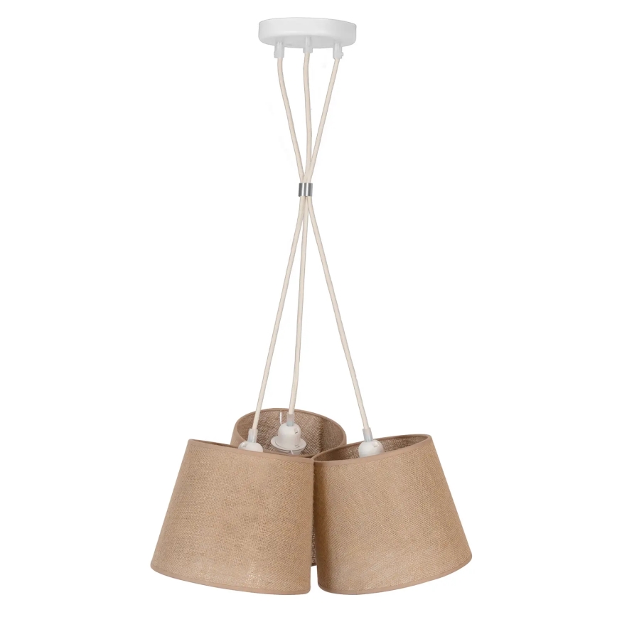 Duolla - Lestenec na vrvici ROSSA 3xE27/15W/230V pr. 45 cm rjava
