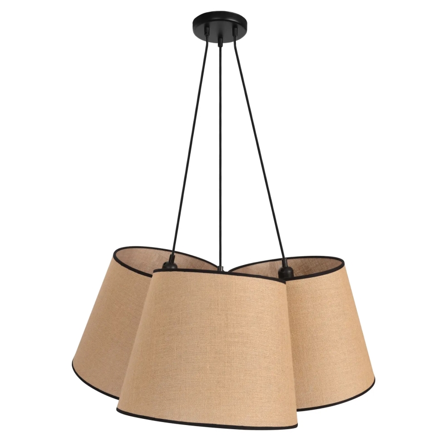 Duolla - Lestenec na vrvici ROSSA 3xE27/15W/230V pr. 75 cm rjava/črna