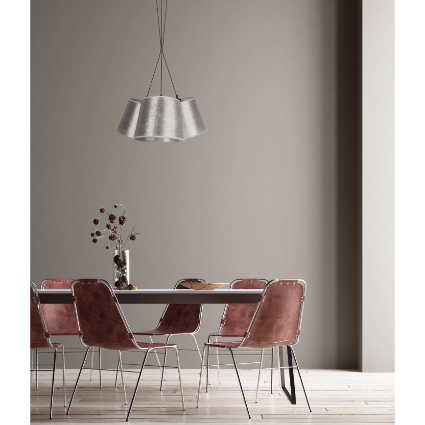 Duolla - Lestenec na vrvici ROSSA 3xE27/40W/230V srebrn