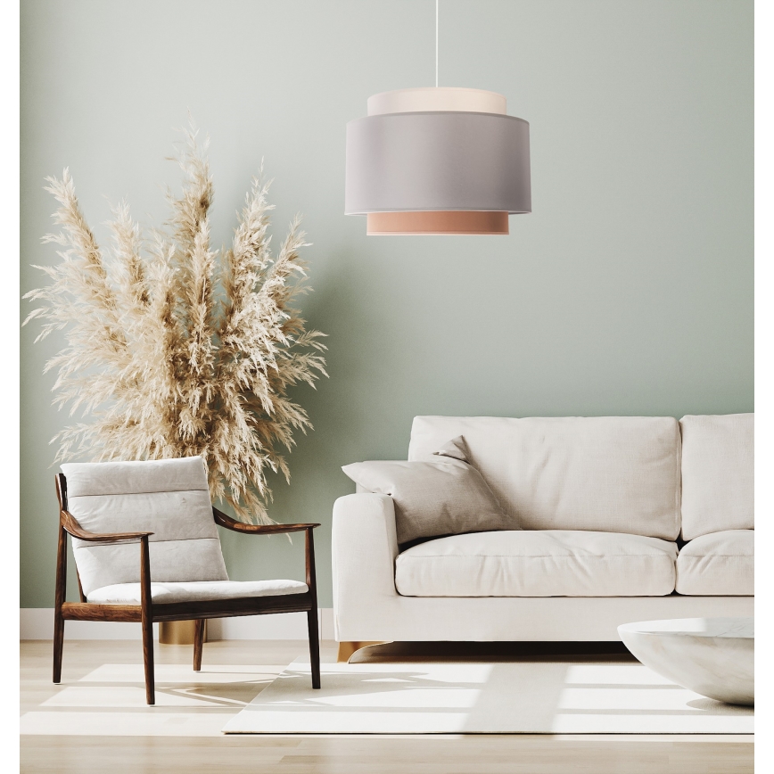 Duolla - Lestenec na vrvici SOHO 1xE27/40W/230V pr. 40 cm siva/krem barva/bež