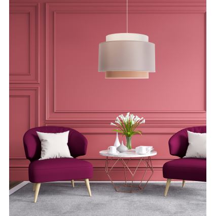 Duolla - Lestenec na vrvici SOHO 1xE27/40W/230V pr. 40 cm siva/krem barva/bež