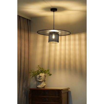 Duolla - Lestenec na vrvici TOKYO RATTAN 1xE27/15W/230V pr. 50 cm črna/srebrna
