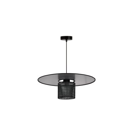 Duolla - Lestenec na vrvici TOKYO RATTAN 1xE27/15W/230V pr. 50 cm črna/srebrna