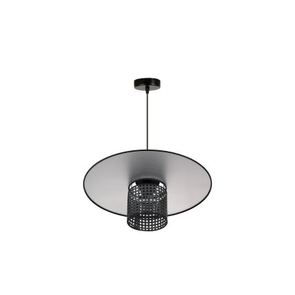 Duolla - Lestenec na vrvici TOKYO RATTAN 1xE27/15W/230V pr. 50 cm črna/srebrna