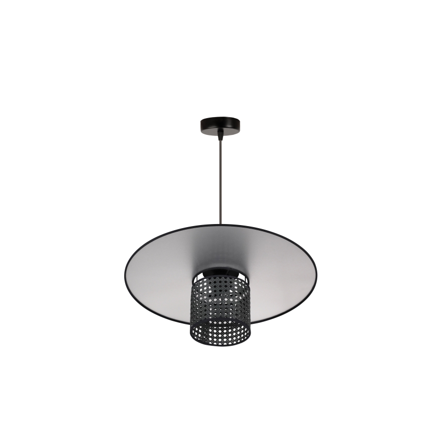 Duolla - Lestenec na vrvici TOKYO RATTAN 1xE27/15W/230V pr. 50 cm črna/srebrna