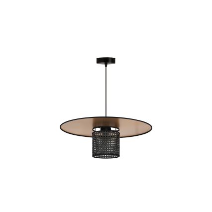 Duolla - Lestenec na vrvici TOKYO RATTAN 1xE27/15W/230V pr. 50 cm zlata/črna