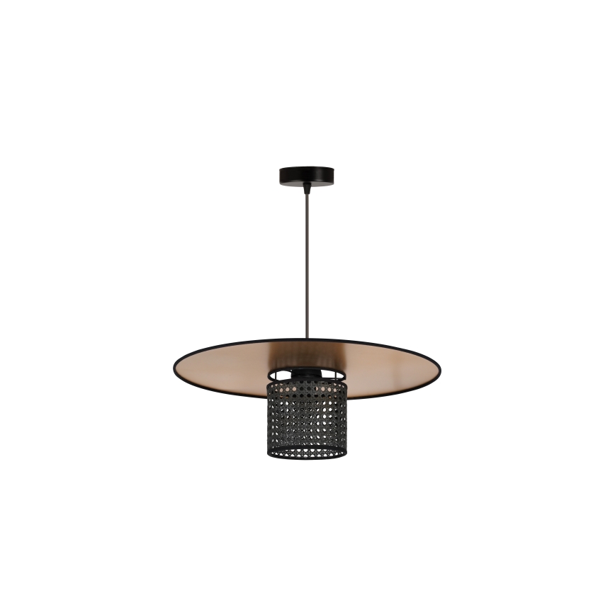 Duolla - Lestenec na vrvici TOKYO RATTAN 1xE27/15W/230V pr. 50 cm zlata/črna