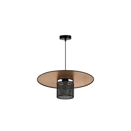 Duolla - Lestenec na vrvici TOKYO RATTAN 1xE27/15W/230V pr. 50 cm zlata/črna