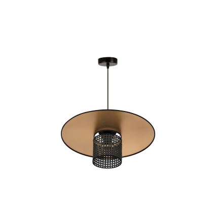 Duolla - Lestenec na vrvici TOKYO RATTAN 1xE27/15W/230V pr. 50 cm zlata/črna