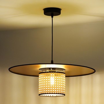 Duolla - Lestenec na vrvici TOKYO RATTAN 1xE27/15W/230V pr. 50 cm zlata/ratan
