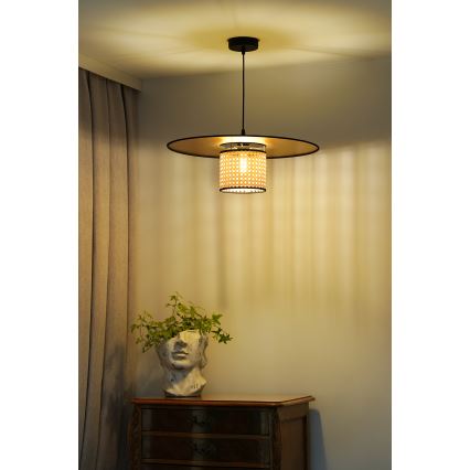 Duolla - Lestenec na vrvici TOKYO RATTAN 1xE27/15W/230V pr. 50 cm zlata/ratan