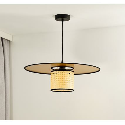 Duolla - Lestenec na vrvici TOKYO RATTAN 1xE27/15W/230V pr. 50 cm zlata/ratan