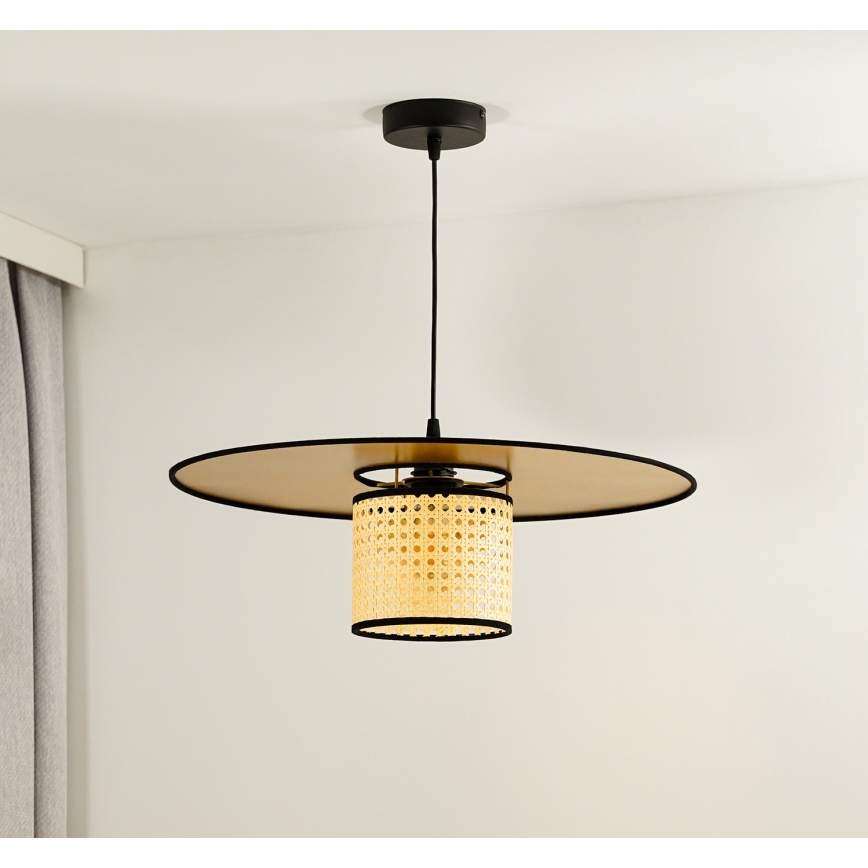 Duolla - Lestenec na vrvici TOKYO RATTAN 1xE27/15W/230V pr. 50 cm zlata/ratan